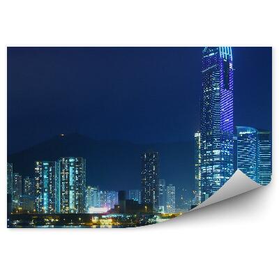 Papier peint Hong Kong Gratte-ciel Gratte-ciel Océan Nuit
