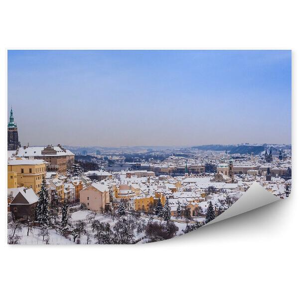 Papier peint Panorama de la ville de Prague en hiver