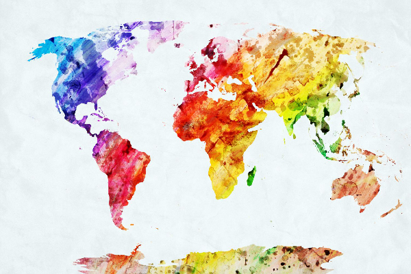 Papier peint Carte du monde à l'aquarelle