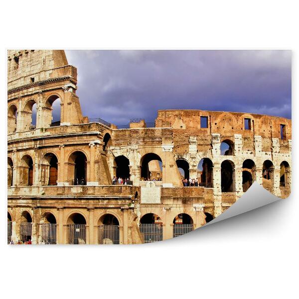 Papier peint Vue du colisée de Rome par des touristes