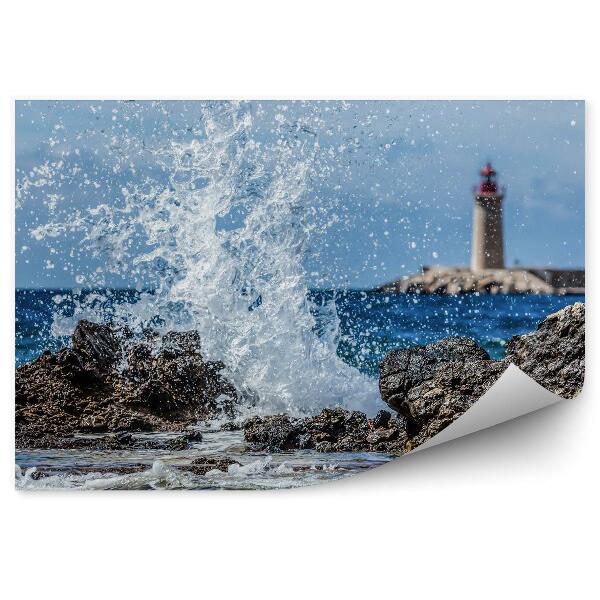 Papier peint Espagne Vagues de la mer Phare