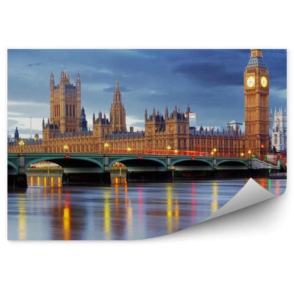 Papier peint Crépuscule ciel nuageux lumières big ben city