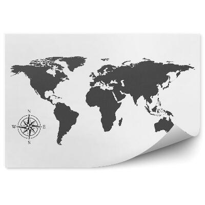 Papier peint Carte du monde en noir et blanc