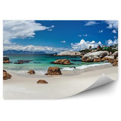 Papier peint Montagnes Rochers Ville Plage Océan Ciel Nuages