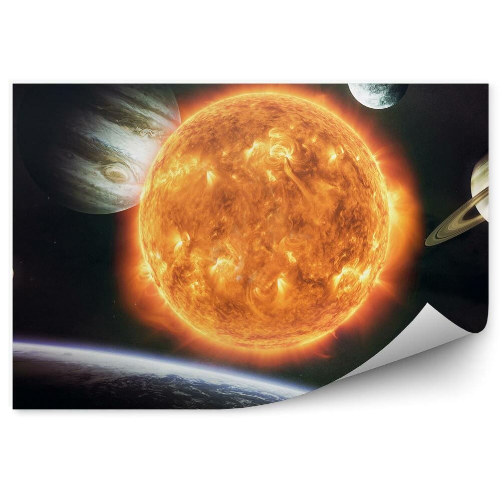 Papier peint Soleil Planètes Système Solaire Ciel Étoiles