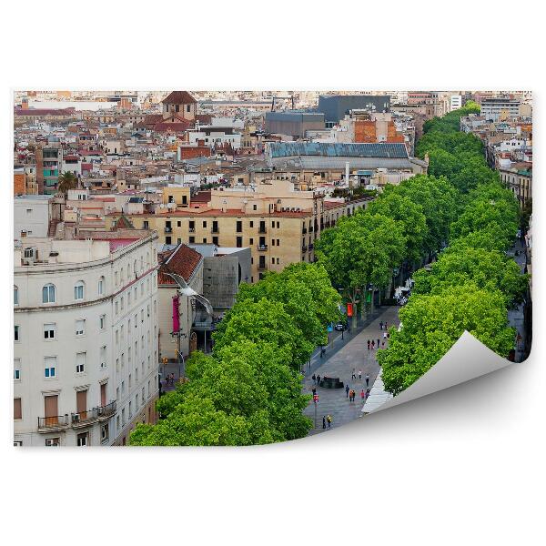 Papier peint Barcelone Bâtiments Arbres Gens Vue d'oiseau