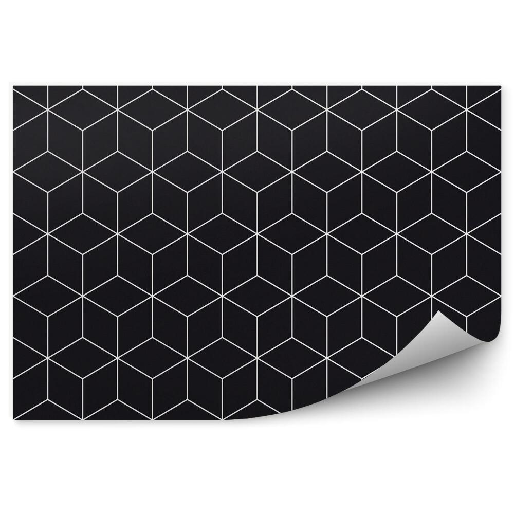 Tapisserie murale Motif cubique noir et blanc