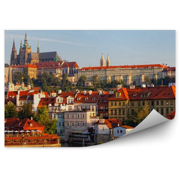 Papier peint Vue du Château de Prague Pont Charles Coucher de soleil Prague