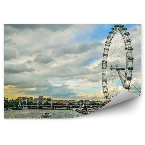 Papier peint Thames london eye sunset city ships