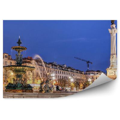 Papier peint Fontaine Monument Place du Marché Lisbonne Personnes Bâtiments