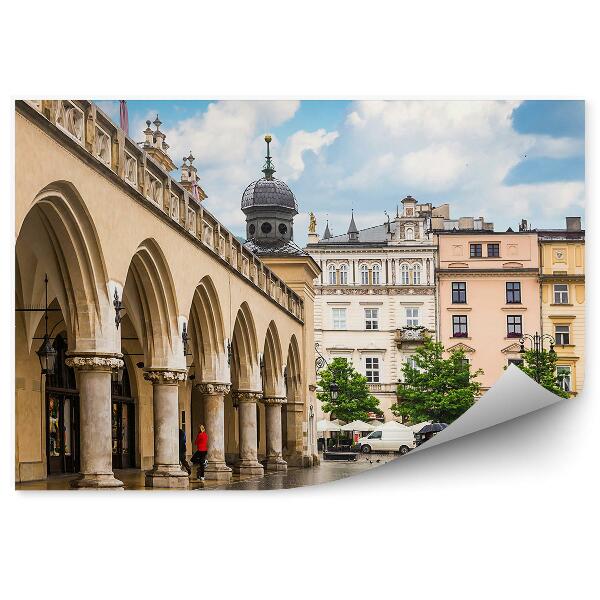 Papier peint Salle en tissu Bâtiments Personnes Lampes Cracovie Ciel Nuages