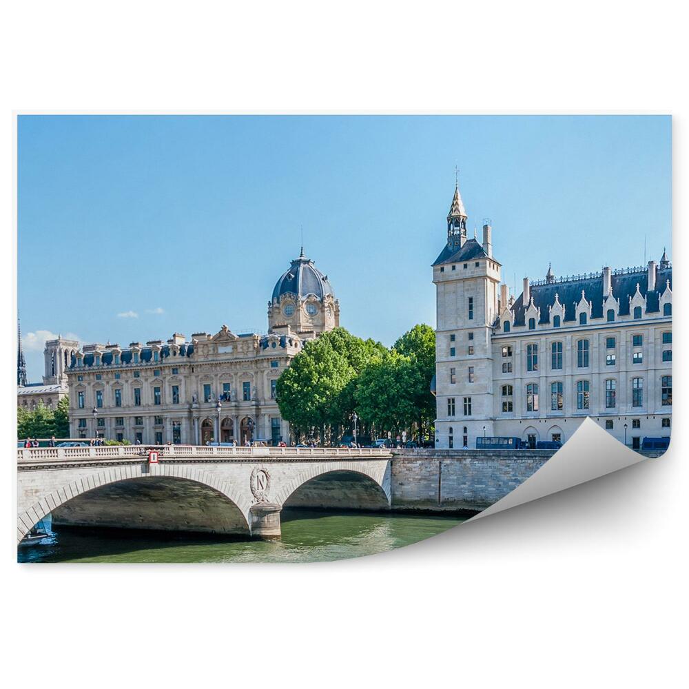 Papier peint Pont Saint-Michel Bâtiments Arbres France Paris Seine