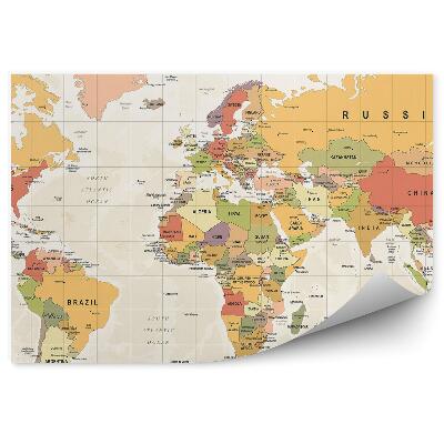 Papier peint Ancienne carte du monde noms des pays