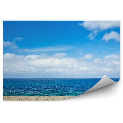 Papier peint Terrasse En Bois Plage Océan Mer Ciel Nuages