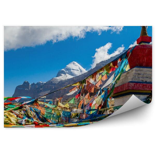 Papier peint Tibet Montagne Kaylas Ruban Ciel Nuages