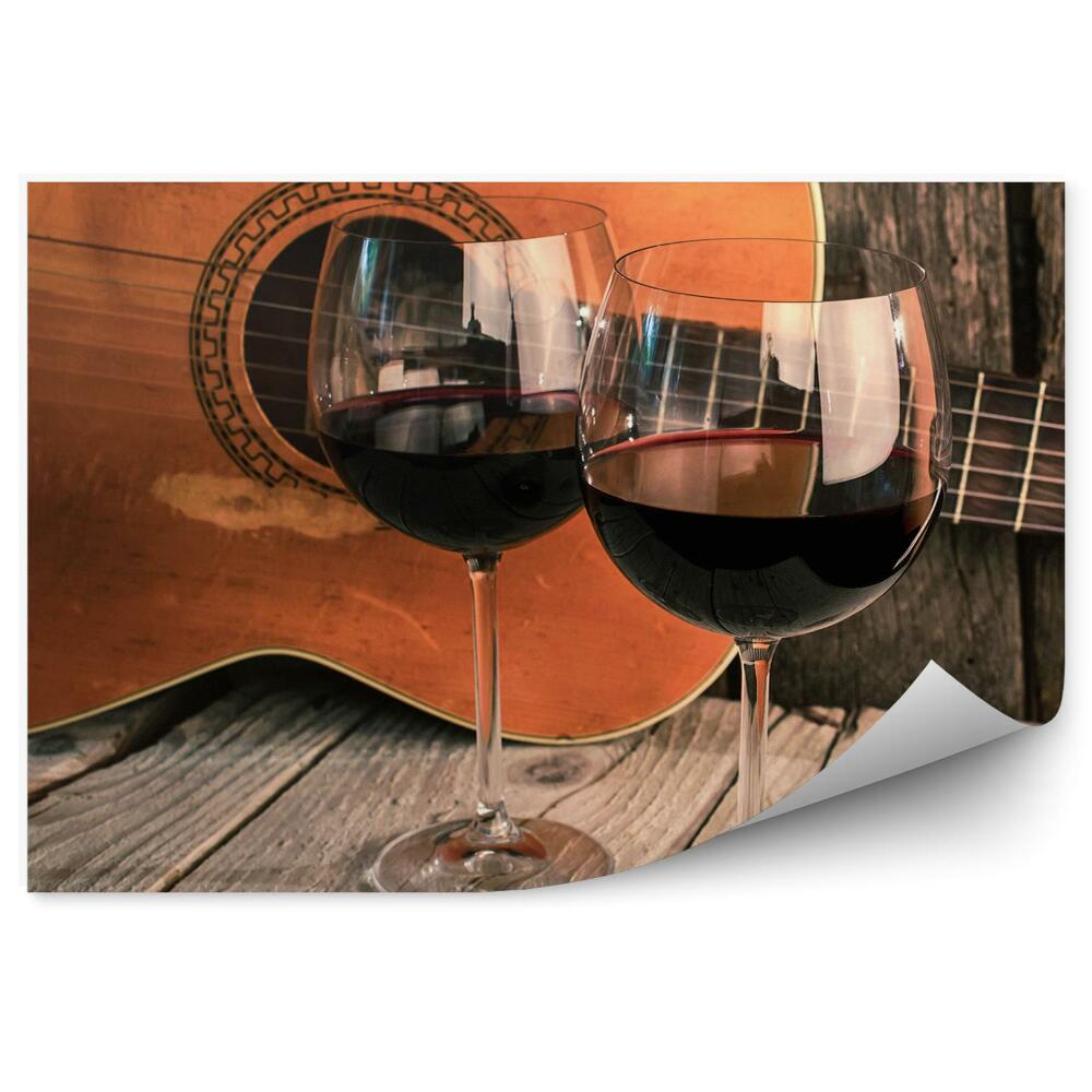Papier peint Guitare classique Verres à vin Romantisme