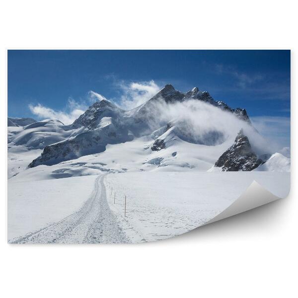 Papier peint Paysage Alpes Suisses Ciel Nuages Hiver Neige