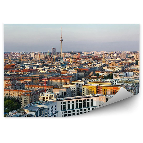 Papier peint Vue aérienne de Berlin Bâtiments Route Voitures Tour de télévision