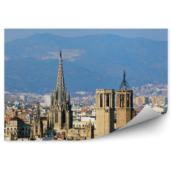 Papier peint Vue Panorama de la ville Bâtiments Cathédrale Barcelone Espagne