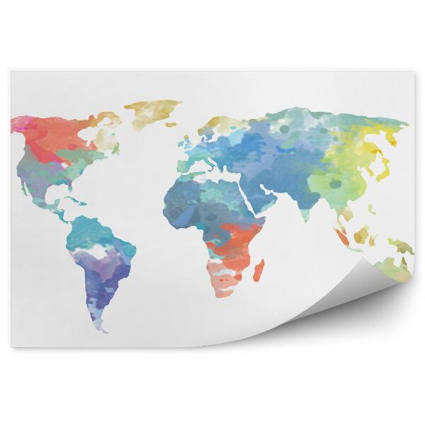 Papier peint Carte du monde aquarelle couleurs