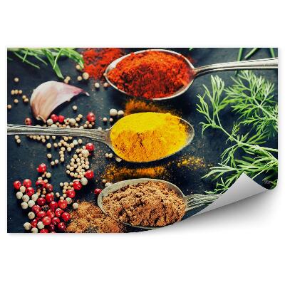 Tapisserie murale Sélection d'herbes et d'épices