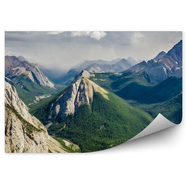 Papier peint Paysage De Montagne Plantes Vertes Ciel Nuages Canada Jaspe