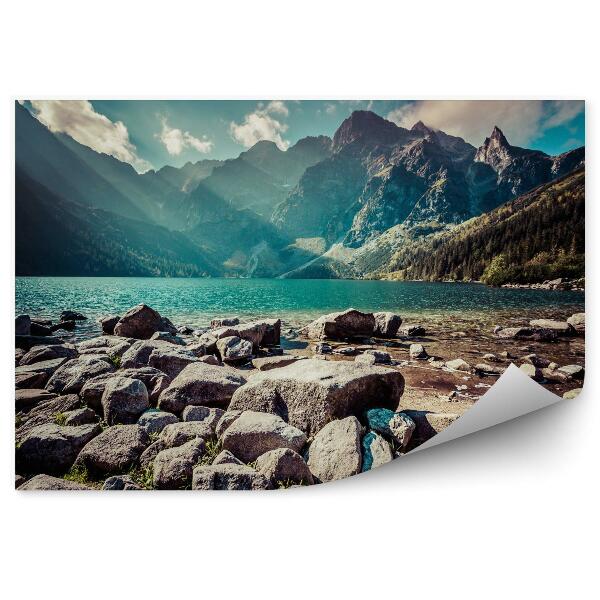 Tapisserie panoramique Eaux de montagne Lac Morskie Oko Montagnes des Tatras Pologne