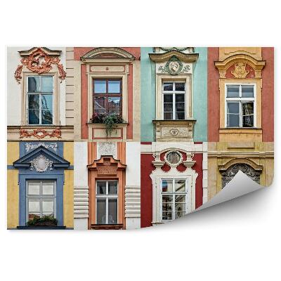 Tapisserie murale Collage avec fenêtres colorées Prague République Tchèque