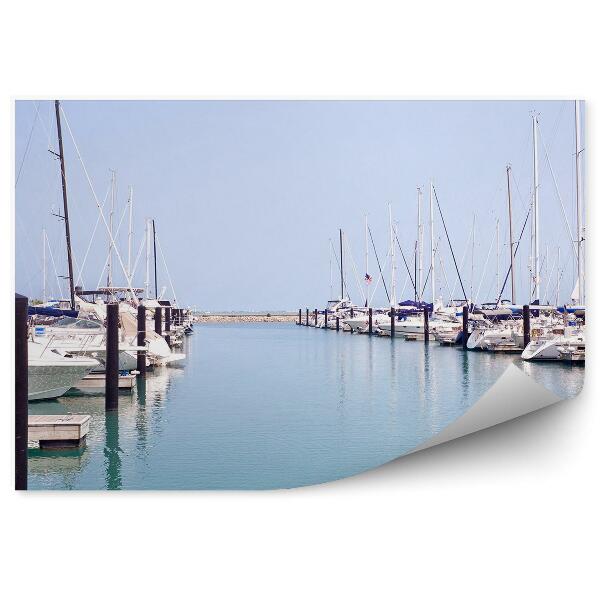 Papier peint Yachts port eau bleue