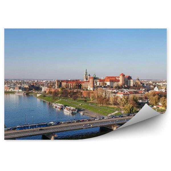 Papier peint Pologne krakow ville panorama vue d'oiseau