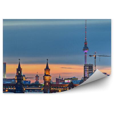 Papier peint Pont Oberbaum Berlin Bâtiments Rivière Coucher de soleil