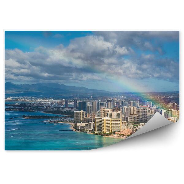 Papier peint Vue d'oiseau Hawaii Ciel Nuage Arc-en-ciel