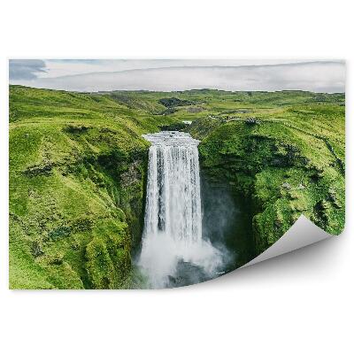 Papier peint Champs verts cascade touristes paysage