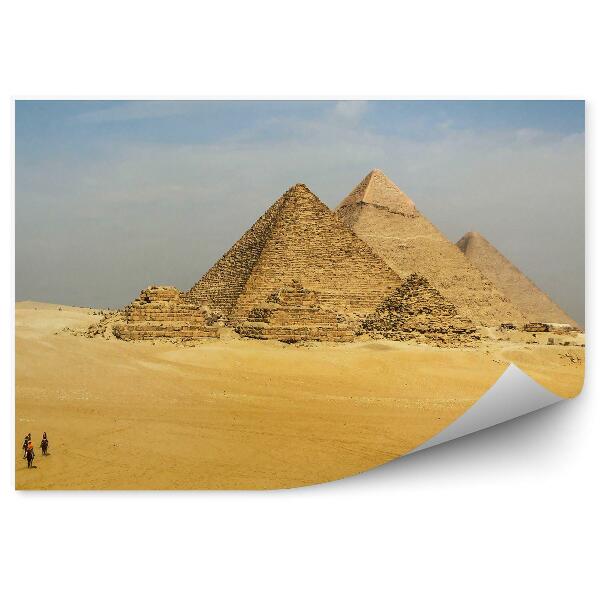 Papier peint Pyramides de Gizeh, Égypte, sable, touristes
