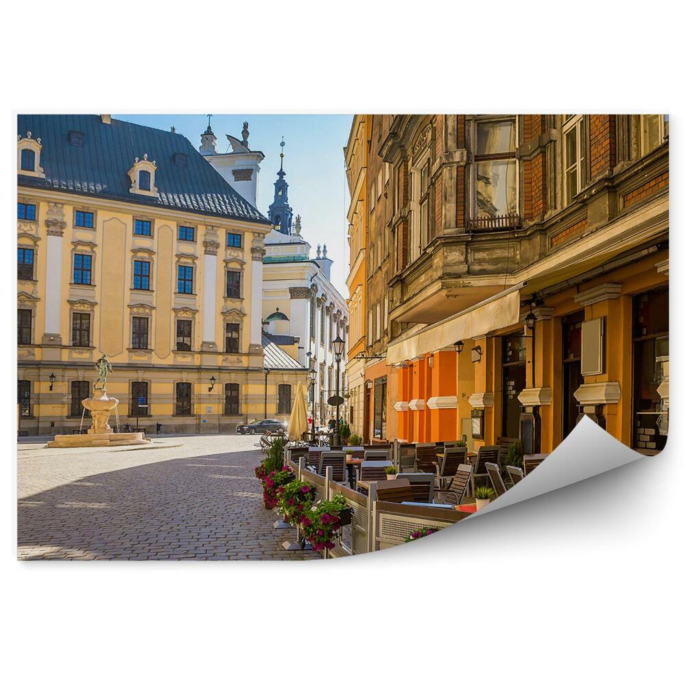 Papier peint Place du marché de Wroclaw Bâtiments Fontaine Fleurs