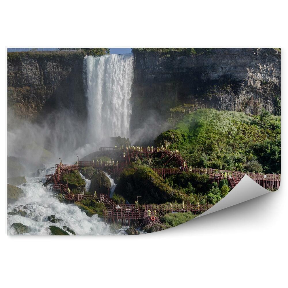 Papier peint Chutes du Niagara Brouillard Touristes