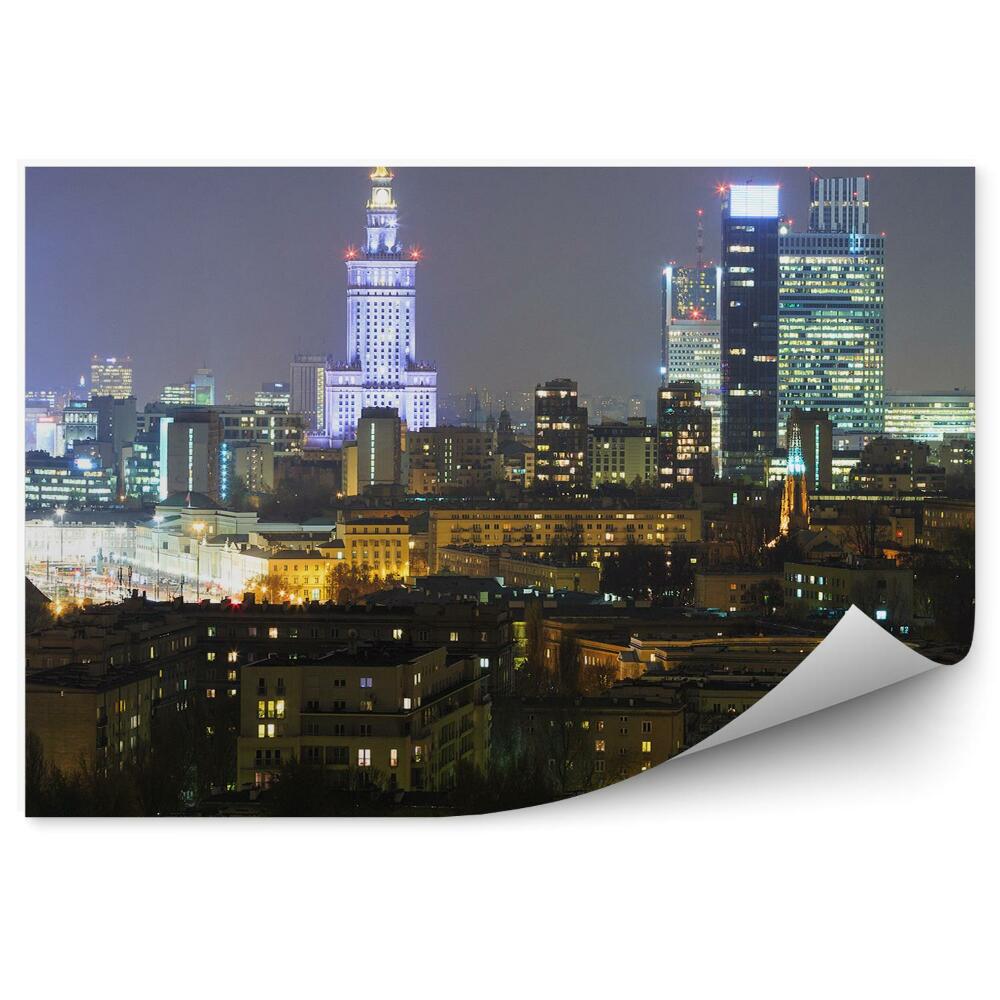 Papier peint Gratte-Ciel Bâtiments Lumières Varsovie