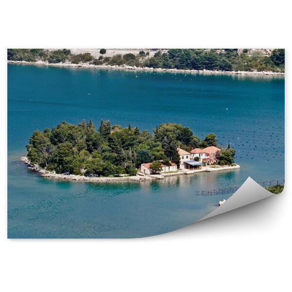 Papier peint Maison des îles de la mer Méditerranée Vert