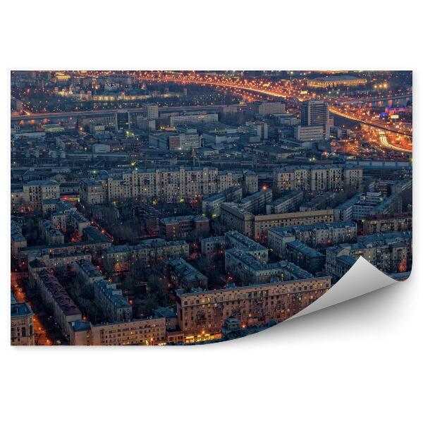 Papier peint Panorama de la ville Chemin de lumière Rivière de Moscou