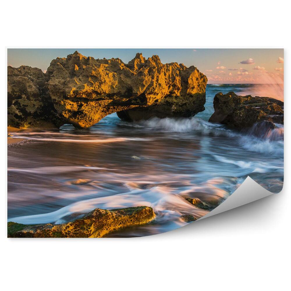 Papier peint Vagues de corail Lever de soleil Océan Atlantique