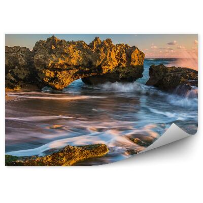 Papier peint Vagues de corail Lever de soleil Océan Atlantique