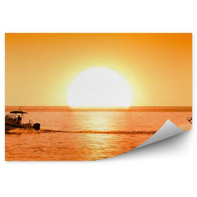 Papier peint Océan Coucher De Soleil Bateaux Wakeboard