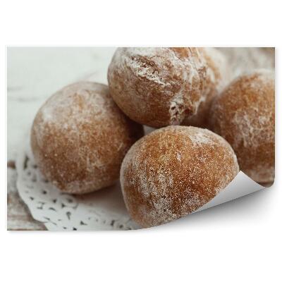 Tapisserie murale Beignets ronds sucrés sucre glacé snack produits de boulangerie