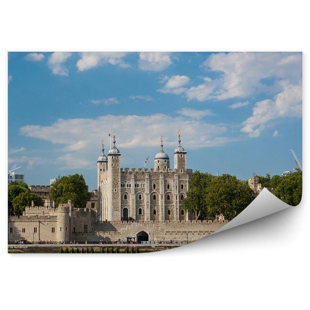 Papier peint Tour de la Tamise Forteresse Bâtiments Arbres Ciel Nuages Londres