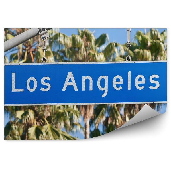 Papier peint Los Angeles Road Sign Palms Sky