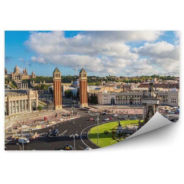 Papier peint Bâtiments Transport Vert Ciel Nuages Barcelone Espagne