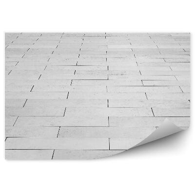 Papier peint Perspective d'un sol en briques blanches