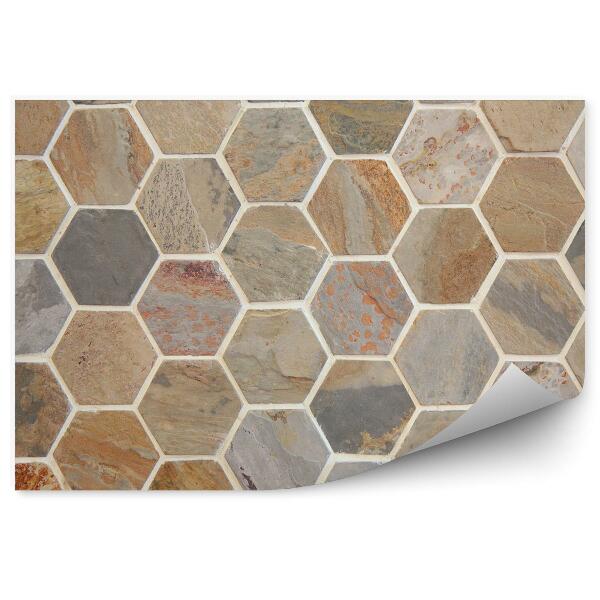 Papier peint Marbre hexagones motif carrelage 3d