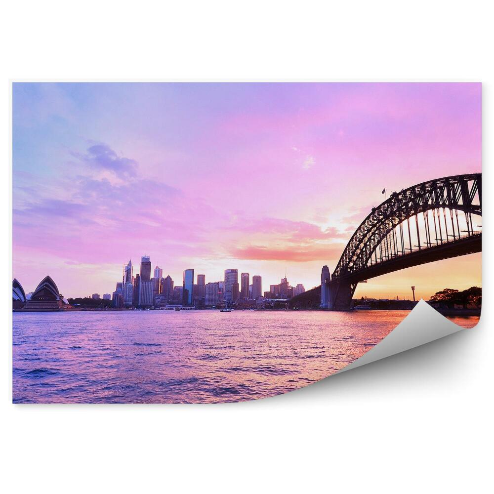 Papier peint Panorama Sydney Harbour Opera House Skyscrapers Ocean Sky Clouds Sunset