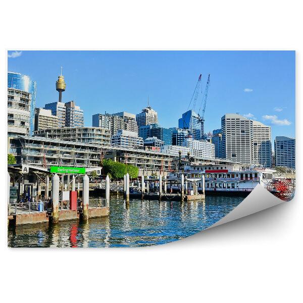 Papier peint Gratte-ciel Bateaux Océan Nuages de ciel Sydney